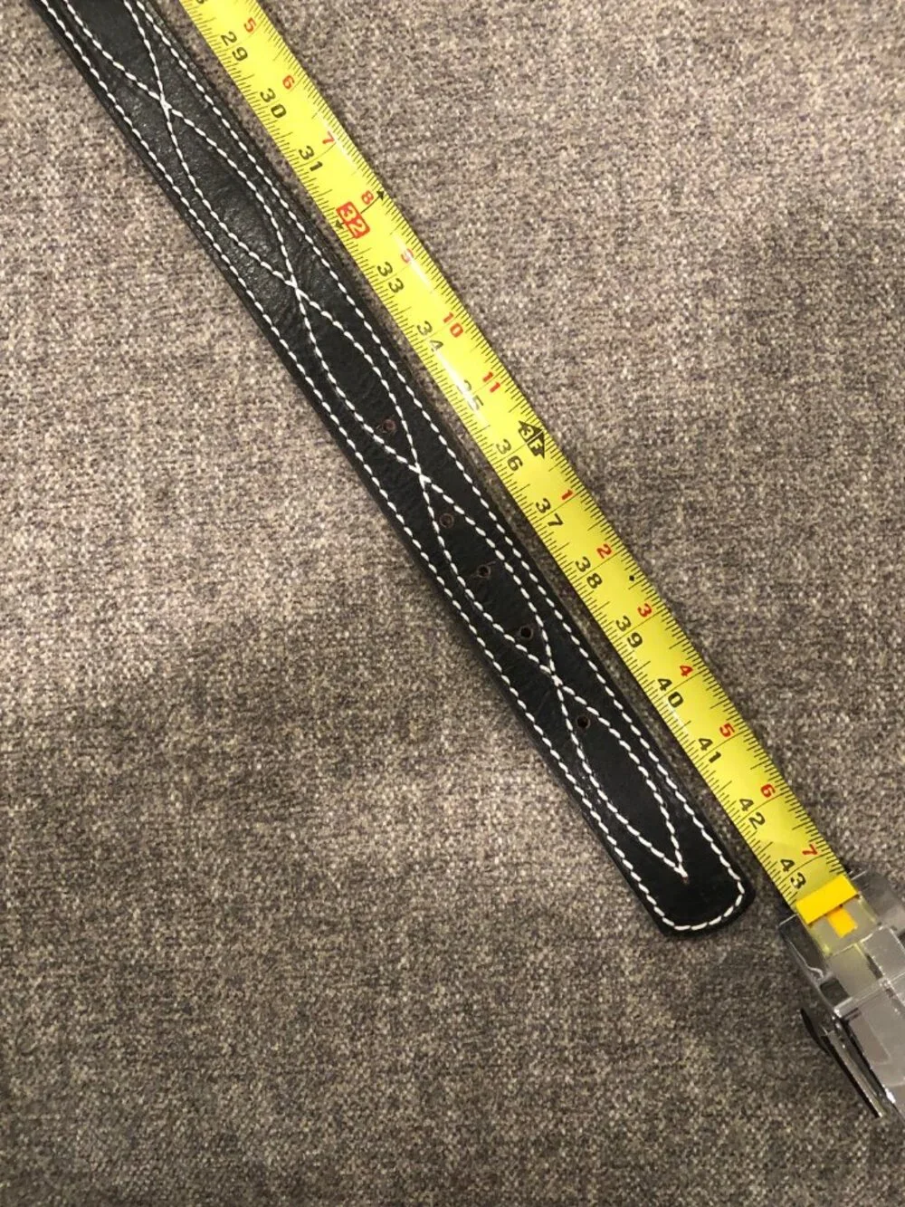 Black Leather Belt, Size 43" - Picture 3 of 3